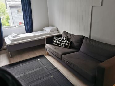 Soverom med enkeltseng og sofa